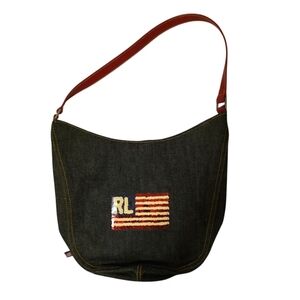 Vintage Ralph Lauren Polo Saddle Purse Denim Polo Jeans Co Sequin American Flag